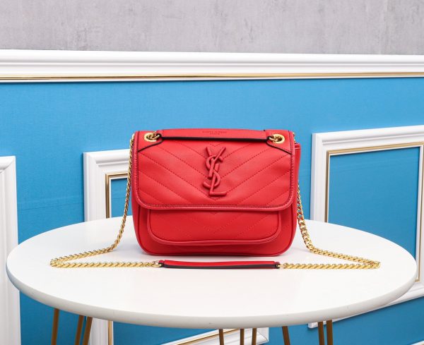 Saint Laurent Baby Niki Bag In Red Lambskin