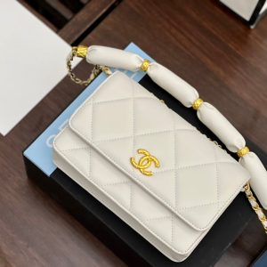 Chanel Mini Flap Bag Calfskin & Gold-Tone Metal White