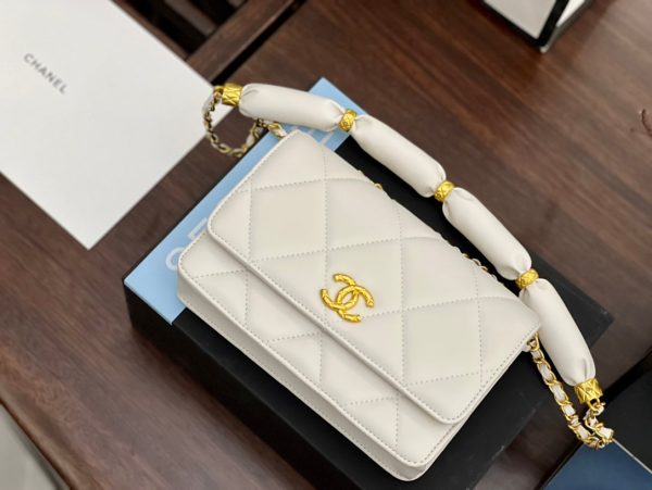 Chanel Mini Flap Bag Calfskin & Gold-Tone Metal White