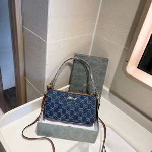 Gucci Women Ophidia GG Mini Bag Jacquard Denim