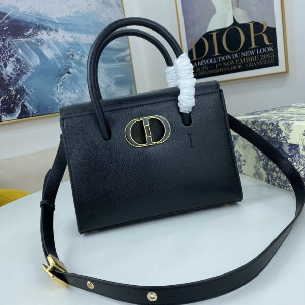 DIOR MEDIUM ST HONORÉ TOTE Black Grained Calfskin