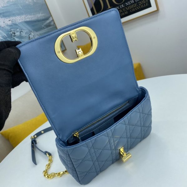 Dior Medium Dior Caro Bag Cloud Blue Supple Cannage Calfskin Women