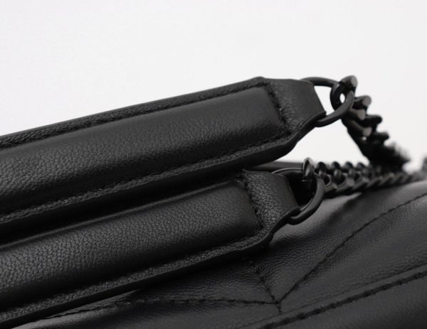 Saint Laurent Medium Loulou Puffer Quilted Chain Bag in Black Calfskin Leather