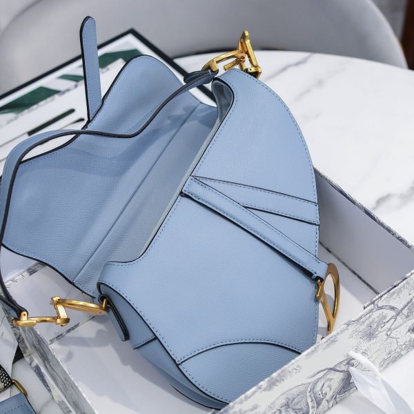 Dior Saddle Bag with Strap Cloud Blue Goatskin