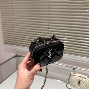Saint Laurent YSL Becky Double-Zip Pouch in Quilted Lambskin 6