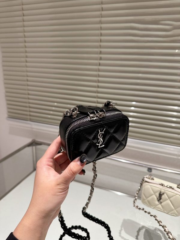 Saint Laurent YSL Becky Double-Zip Pouch in Quilted