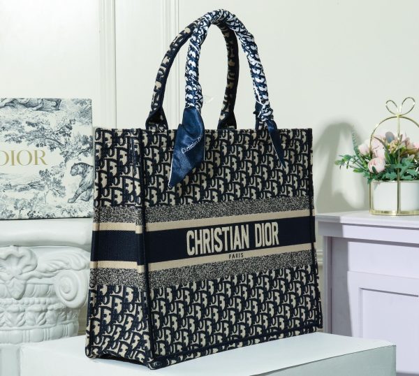 Medium Dior Book Tote Handbag – Embroidered with Blue Dior