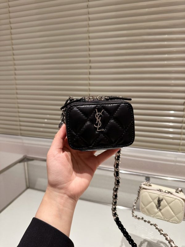 Saint Laurent YSL Becky Double-Zip Pouch in Quilted