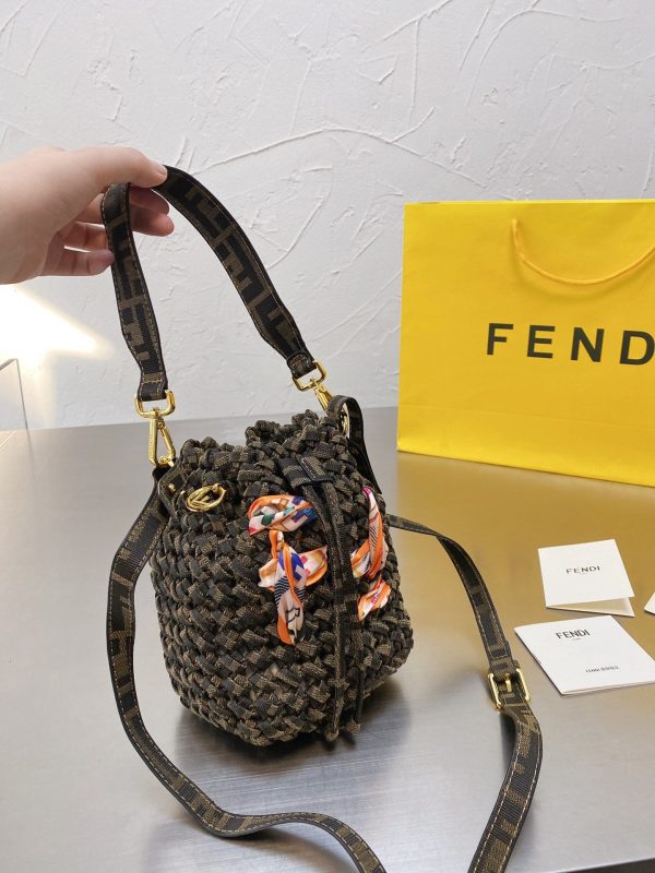 Fendi Fendi Mon Tresor FF Jacquard Drawstring Bucket Bag