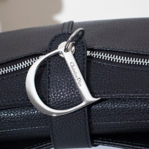 Dior Black Leather Logo Charm Shoulder Bag