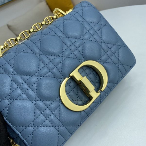 Dior Medium Dior Caro Bag Cloud Blue Supple Cannage Calfskin Women