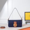 Fendi Blue/Brown Denim and Leather Baguette Crossbody Bag