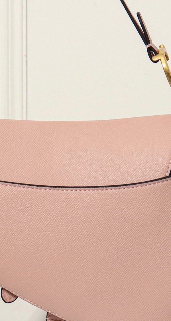 DIOR Saddle Bag With Strap Blush Grained Calfskin Women