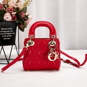 Dior Micro Lady Dior Cannage Heart Red Lambskin Leather