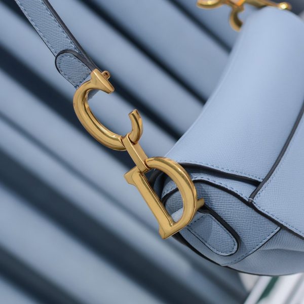 Dior Saddle Bag with Strap Cloud Blue Goatskin