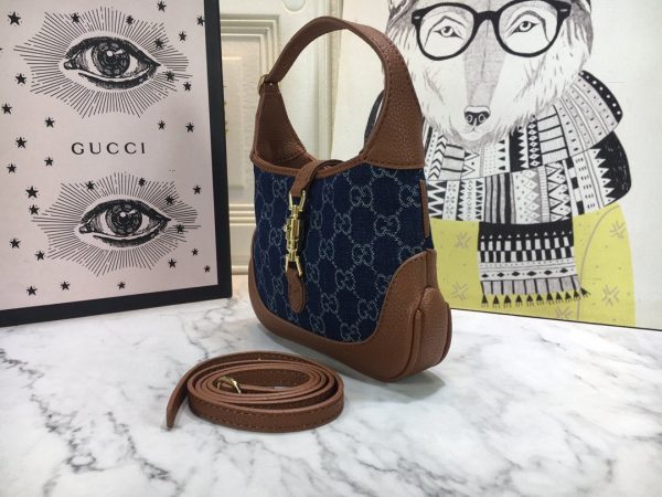 Gucci Women’s Jackie 1961 Small GG Jacquard Denim Shoulder Bag – Blue