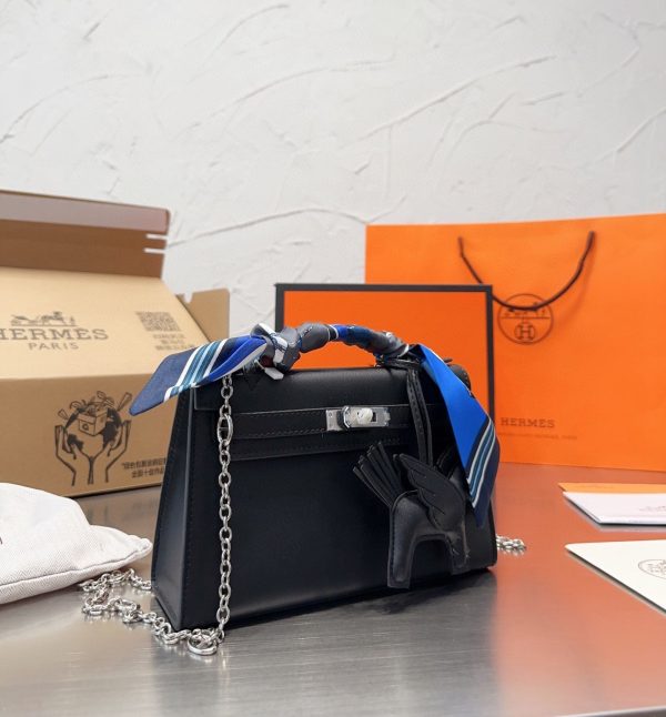 Hermes Kelly Epson 28 -Black/Silver