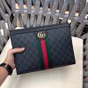 GUCCI Monogram Web Ophidia Pouch Brown