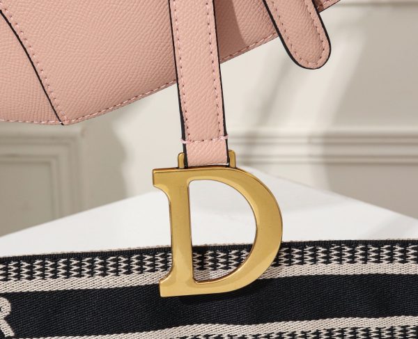 DIOR Saddle Bag With Strap Blush Grained Calfskin Women