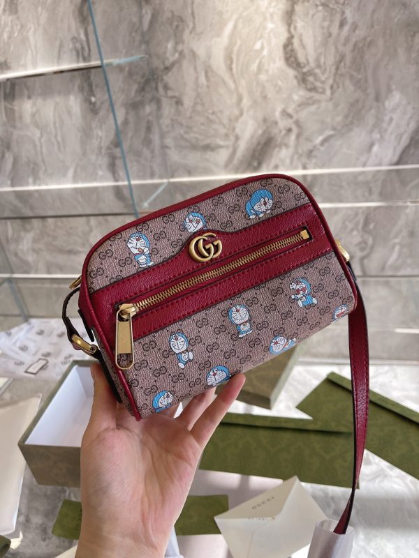 Gucci X DORAEMON Mini GG Supreme Camera Bag 647784 Brown