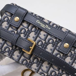 Christian Dior Saddle Rectangular Belt Bag Oblique Canvas Blue