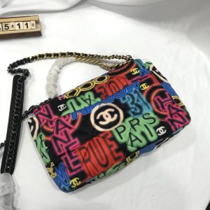 Chanel 19 Large Flap Bag Fabric Multicolour