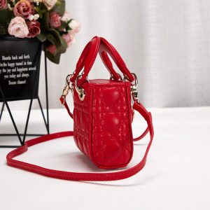 Dior Micro Lady Dior Cannage Heart Red Lambskin Leather