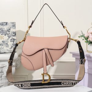 DIOR Saddle Bag With Strap Blush Grained Calfskin Women