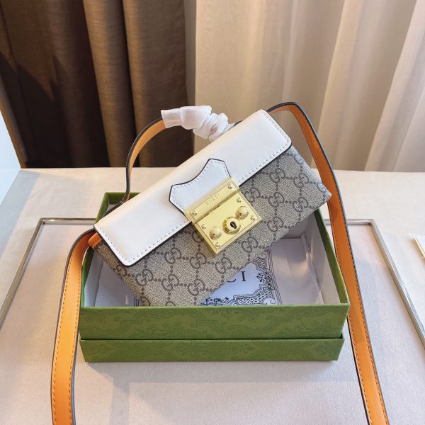 Gucci Padlock Metallic Logo Canvas Box Mini Ebony / Black Handbag 652683-96GAG-9785