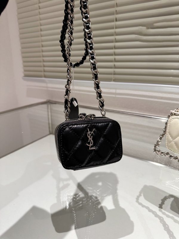 Saint Laurent YSL Becky Double-Zip Pouch in Quilted