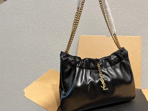 Women’s YSL Yves Saint Laurent Pacpac Ruched Chain Hobo Shoulderbag