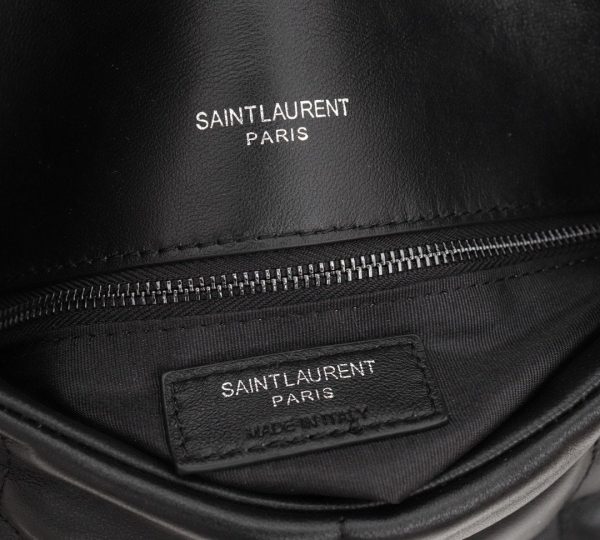 Saint Laurent Medium Loulou Puffer Quilted Chain Bag in Black Calfskin Leather