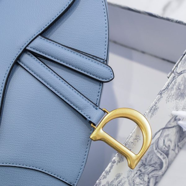 Dior Saddle Bag with Strap Cloud Blue Goatskin