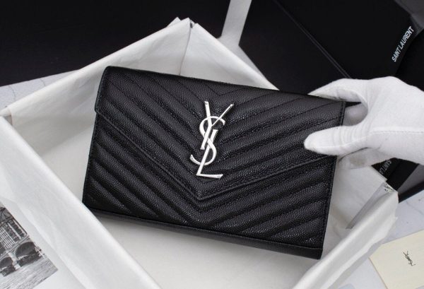 Saint Laurent Cassandre Matelasse Leather Wallet On Chain