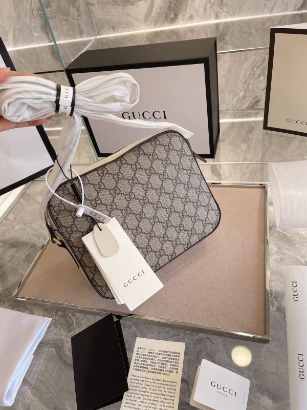 Gucci Horsebit 1955 Small Shoulder Bag GG Canvas White
