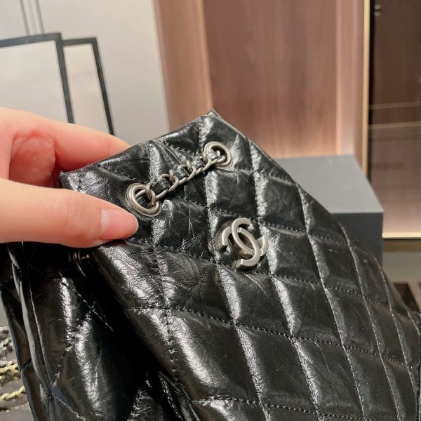 Chanel Small Gabrielle Backpack Aged Calfskin & Gold Silver Black