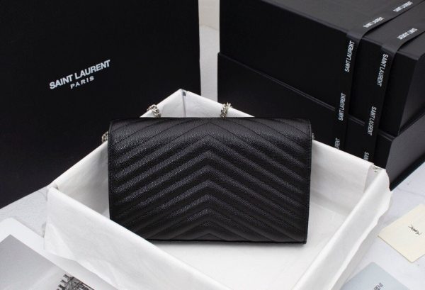 Saint Laurent Cassandre Matelasse Leather Wallet On Chain