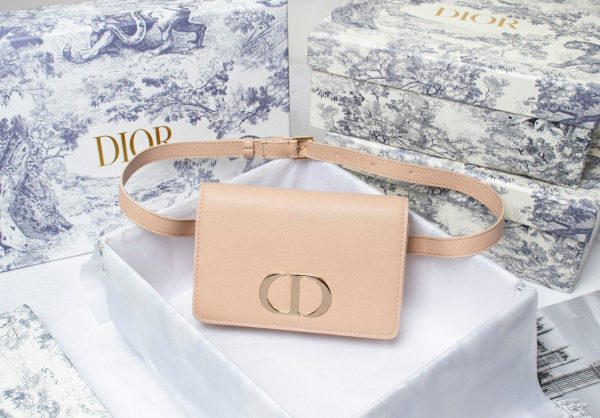 CHRISTIAN DIOR  Calfskin 30 Montaigne 2 in 1 Pouch Beige