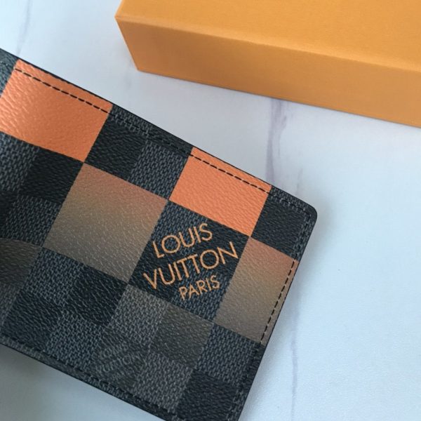 Louis Vuitton Multiple Wallet Damier Graphite Giant 3 Card Slot Orange In