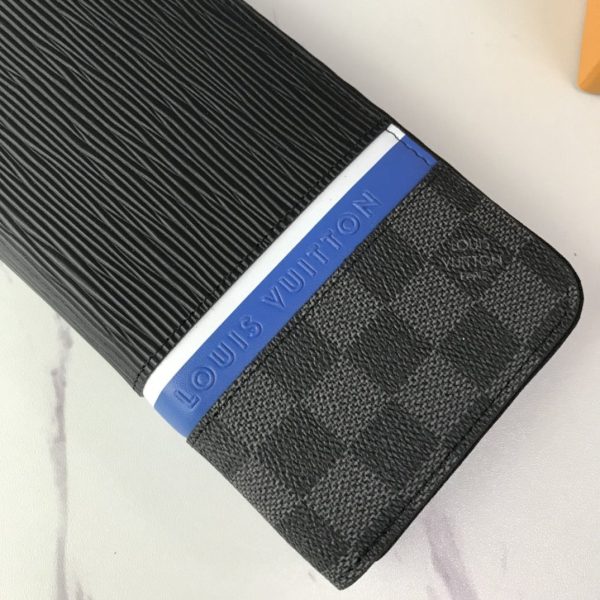 Louis Vuitton Zippy Wallet Vertical Damier Graphite Canvas Blue Stripe