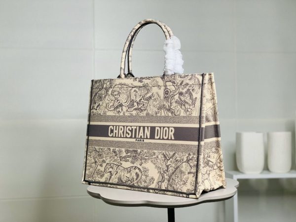 Christian Dior Beige Grey Embroidered Canvas Toile De Jouy Book