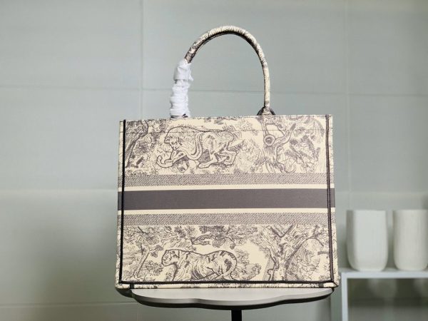 Christian Dior Beige Grey Embroidered Canvas Toile De Jouy Book