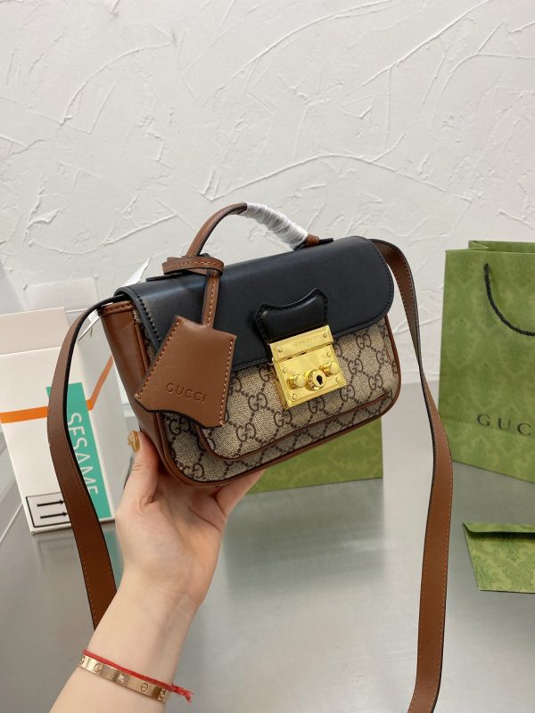 Gucci Padlock Mini Bag Đen Leather GG Canvas