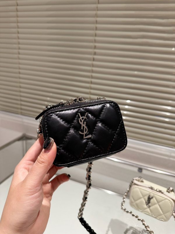 Saint Laurent YSL Becky Double-Zip Pouch in Quilted