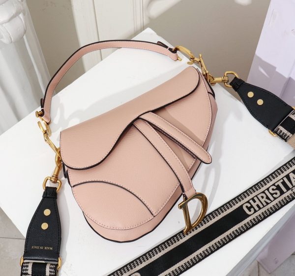 DIOR Saddle Bag With Strap Blush Grained Calfskin Women