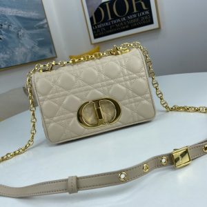 Dior Small Dior Caro Bag Stone Gray Supple Cannage Calfskin Women