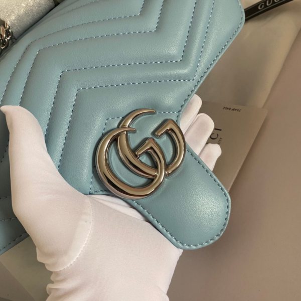 Gucci Marmont Shoulder Bag GG Small Pastel Blue