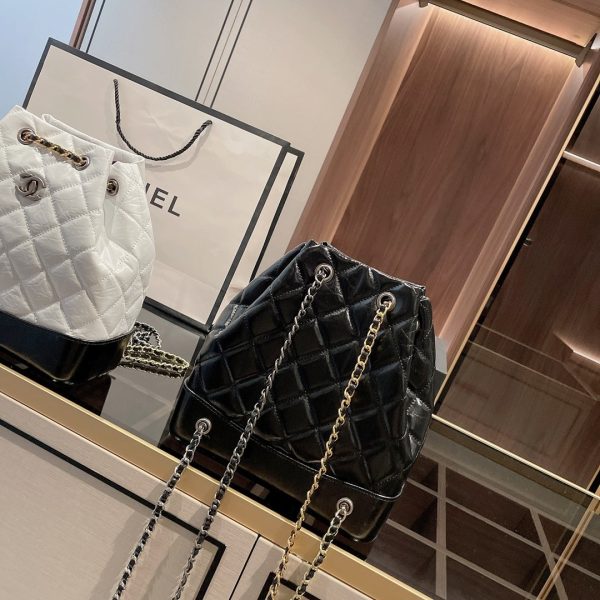 Chanel Small Gabrielle Backpack Aged Calfskin & Gold Silver Black