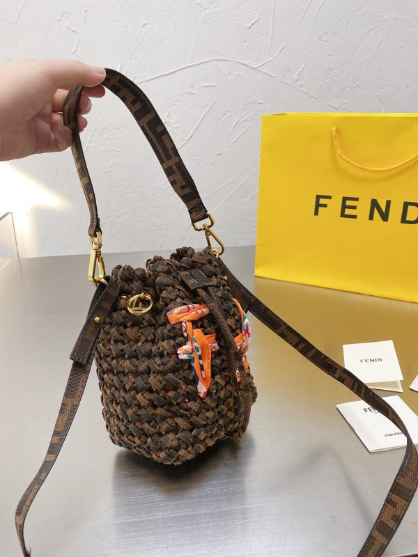 Fendi Fendi Mon Tresor FF Jacquard Drawstring Bucket Bag