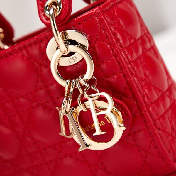Dior Micro Lady Dior Cannage Heart Red Lambskin Leather